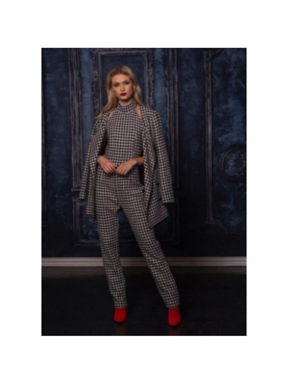 Madame L Chic Houndstooth Jumpsuit 4 NWT